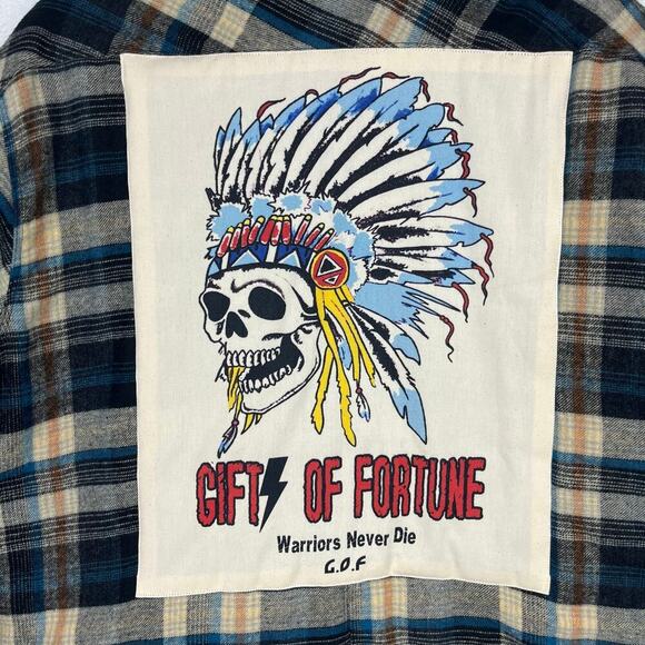 Gifts of Fortune Tomahawk Quilted Plaid Flannel Jacket Long Sleeve Button Up L - Picture 6 of 16